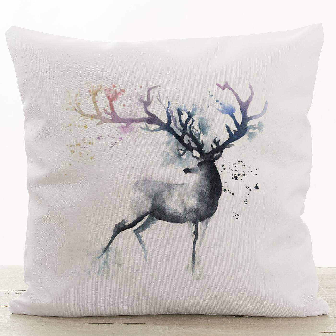 Vankúš jeleň v hmle – biely Gabardén
