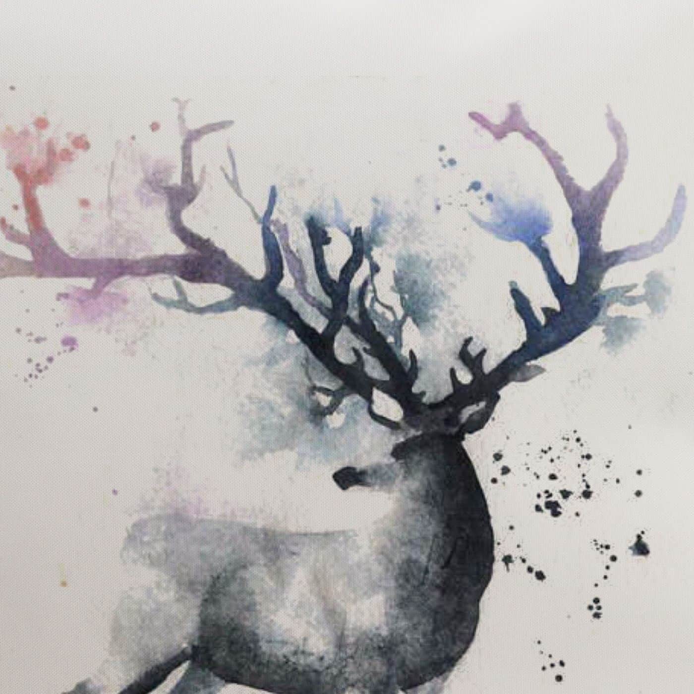 Vankúš jeleň v hmle – biely Gabardén - Image 2