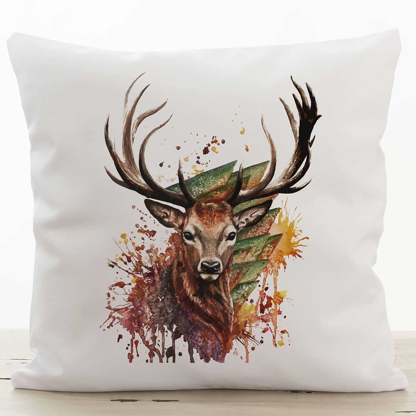 Vankúš hrdý jeleň – biely Gabardén