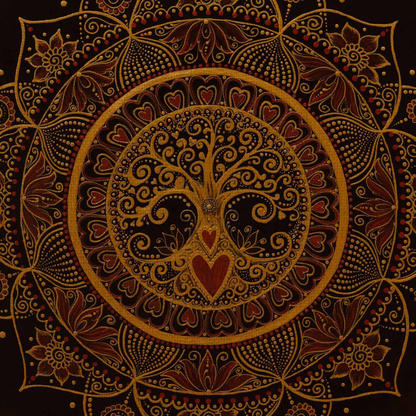 Vankúš mandala rodiny – textúra ľanu - Image 2