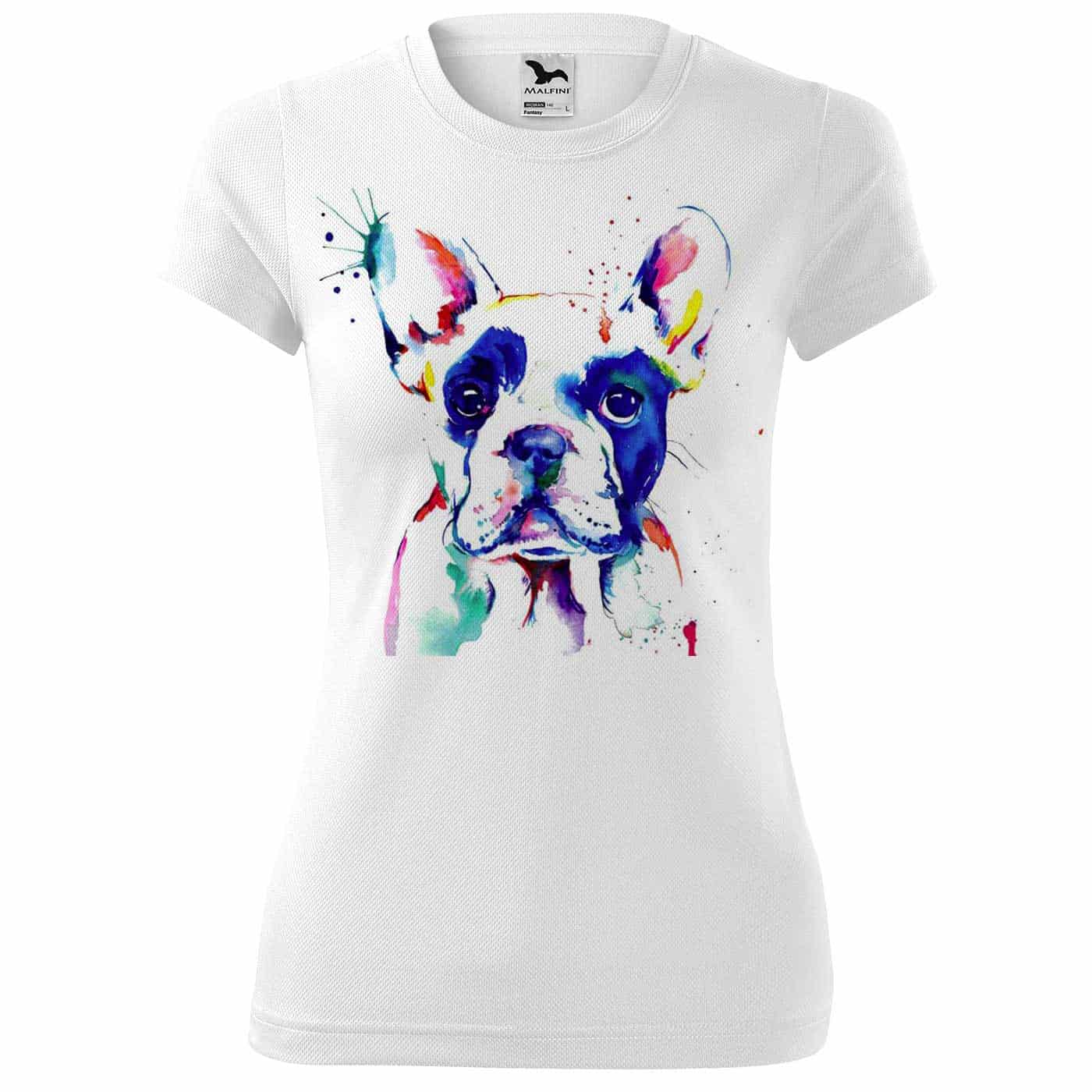 Dámske tričko Francúzsky buldoček vodomaľba