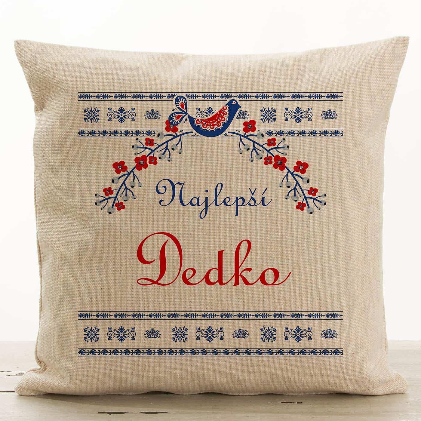 Dekoračný vankúš „Najlepší Dedko“ – ľudový folklórny motív