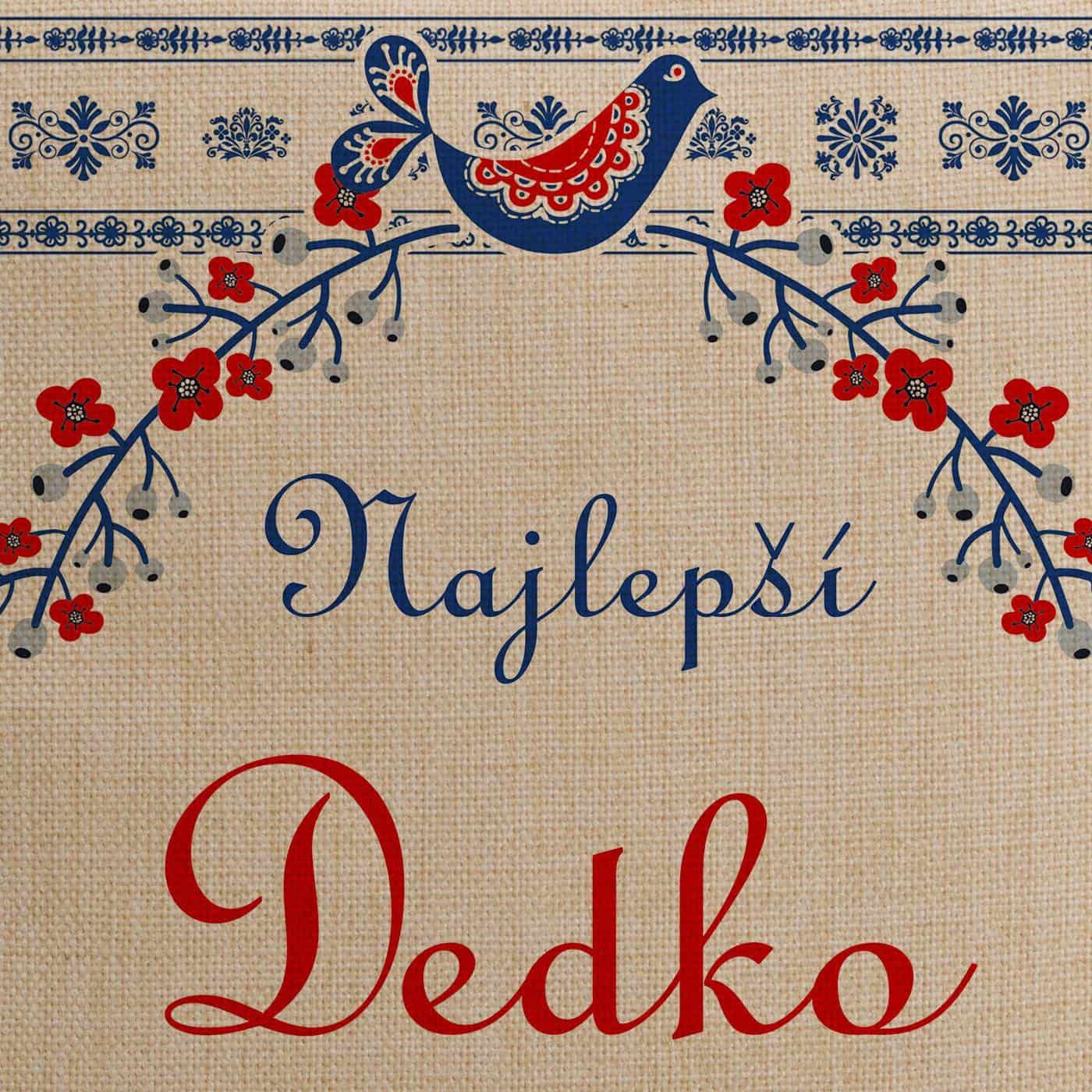 Dekoračný vankúš „Najlepší Dedko“ – ľudový folklórny motív – Obrázok 2