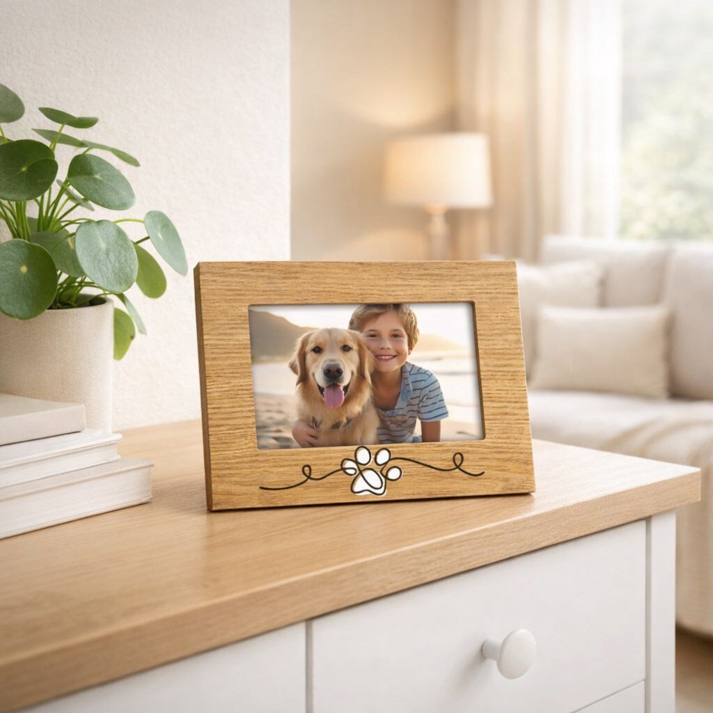 Drevený fotorámik Manolo 10x15 cm s motívom labky – Obrázok 5