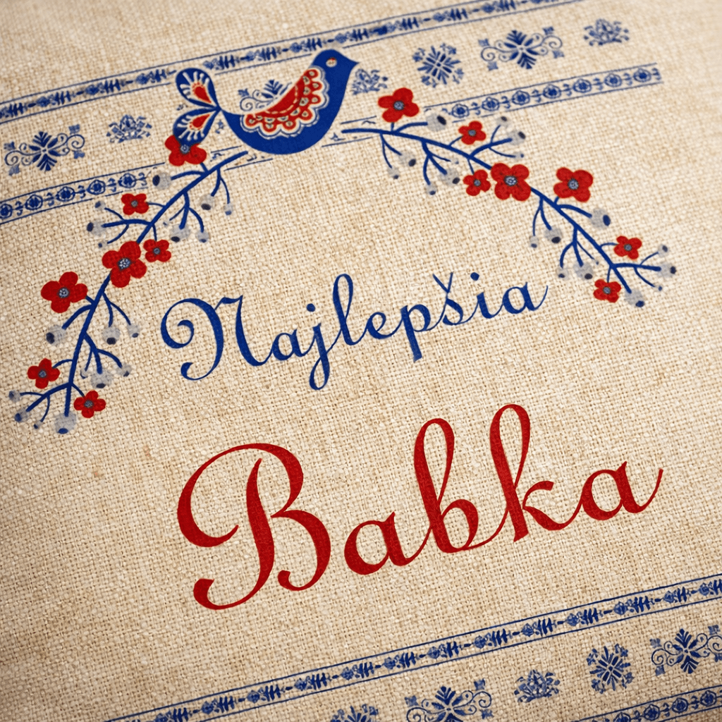 Dekoratívny vankúš pre babku s folklórnym motívom – „Najlepšia Babka“ – Obrázok 2