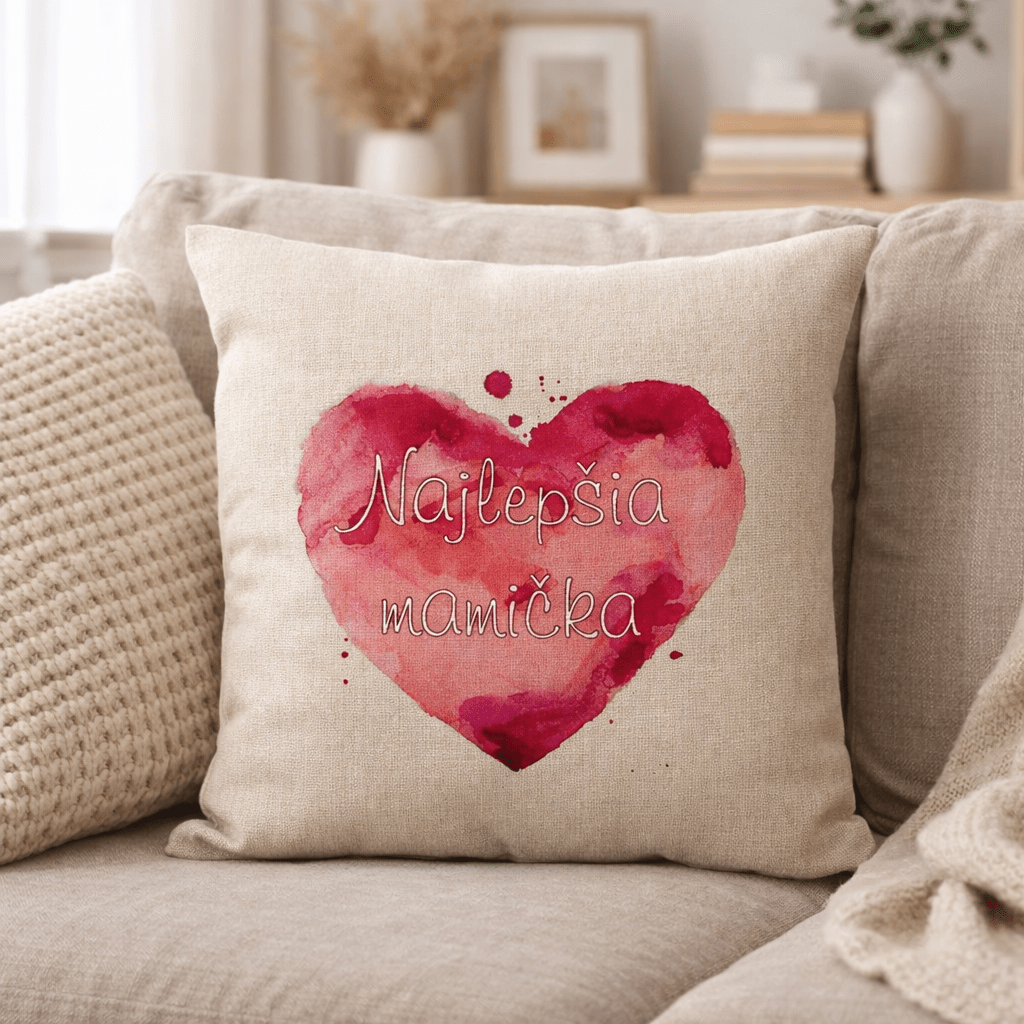 Vankúš najlepšia mamička- srdce | textúra ľanu – Obrázok 6