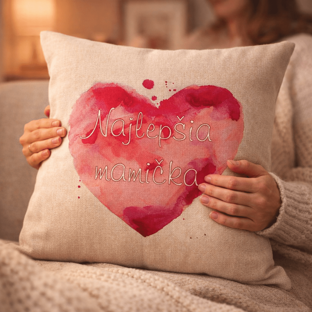 Vankúš najlepšia mamička- srdce | textúra ľanu – Obrázok 4