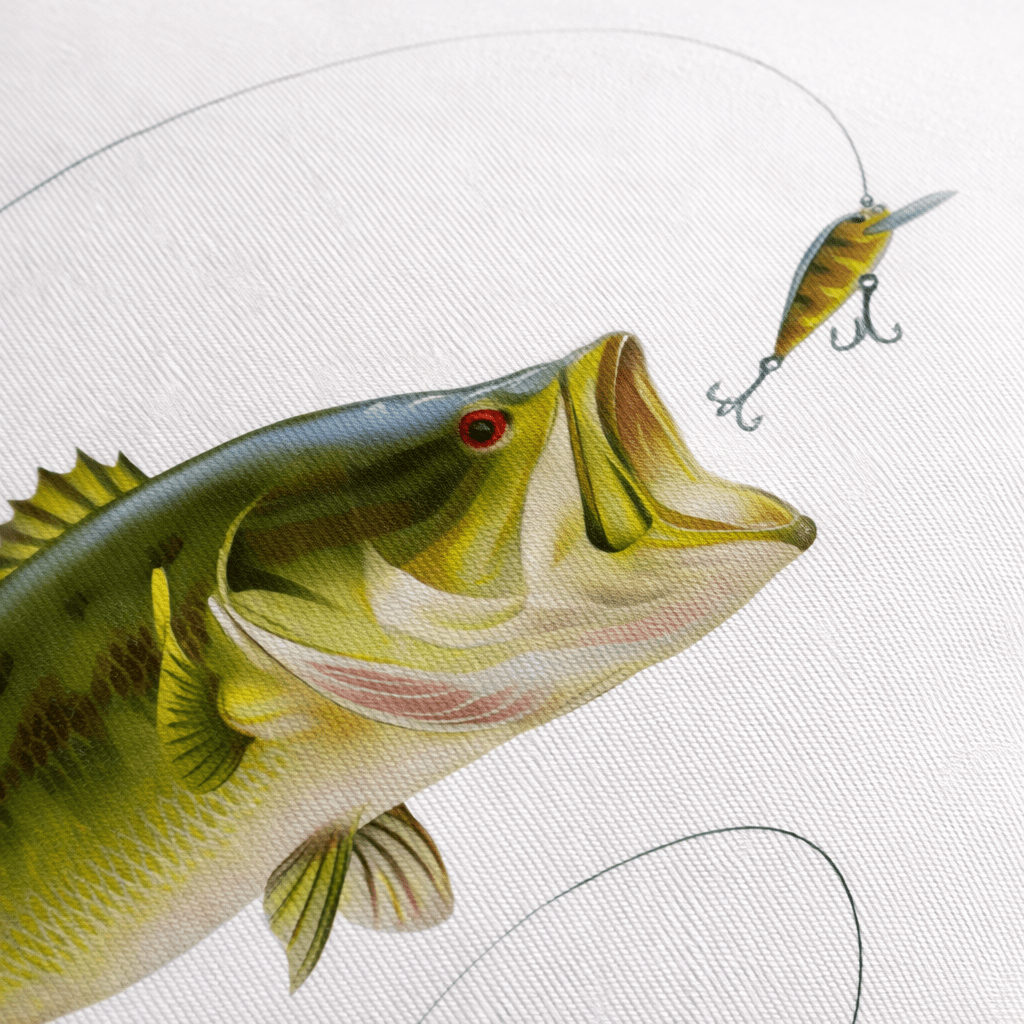 Dekoratívny vankúš s motívom ryby ostriež – biely gabardén – Obrázok 2