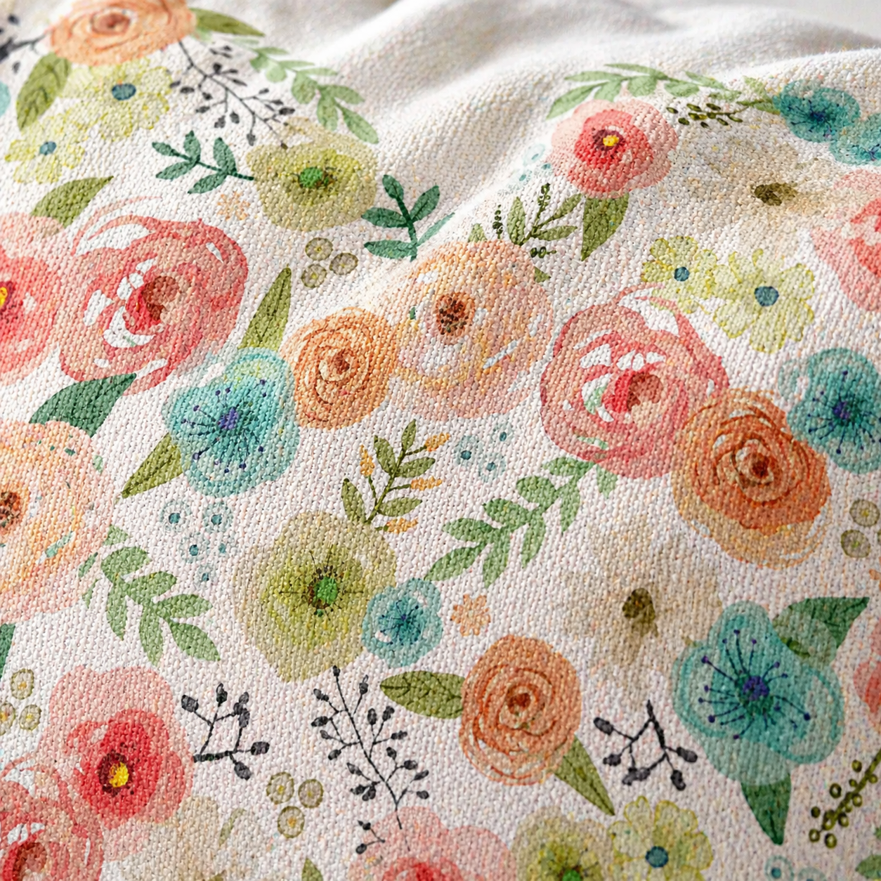 Dekoratívny vankúš Srdce z kvetov – Gabardén – Obrázok 2