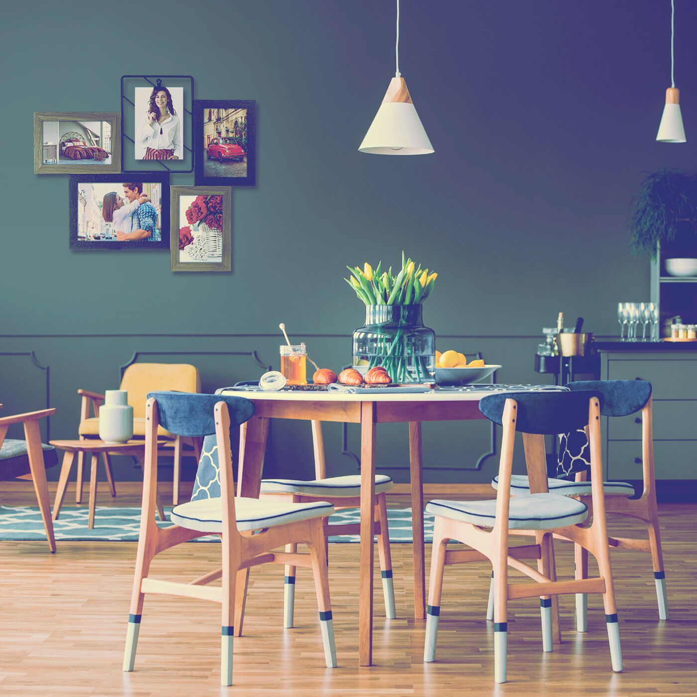 Dreveno–kovový fotorámik Nocera 13×18 + 4× 10×15 cm – Obrázok 5